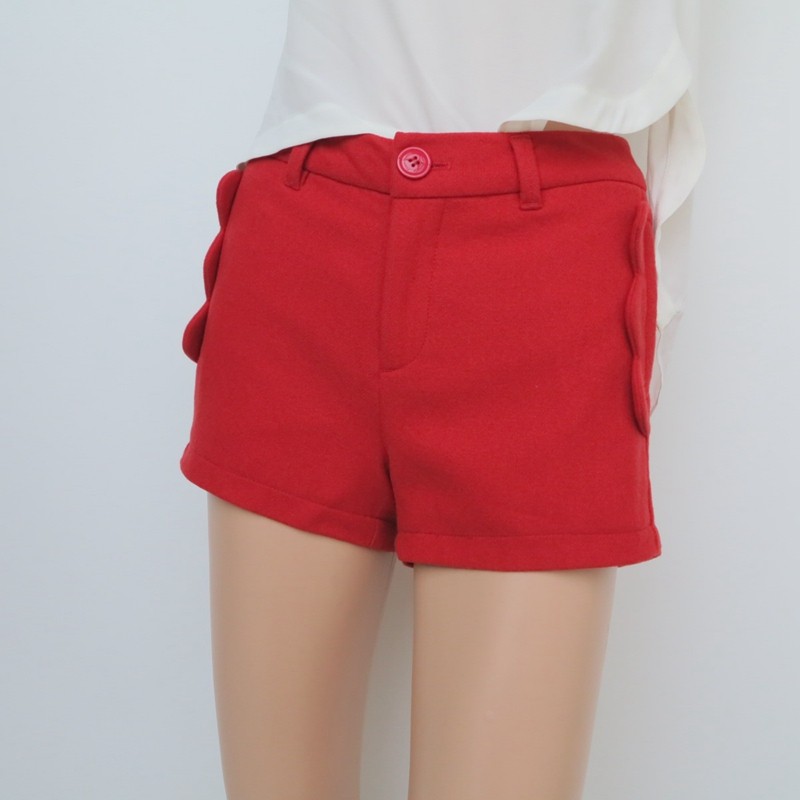 艾格淘特S/M专柜正品折扣 女春秋红色毛呢混纺休闲裤短裤4E0127,女装/女士精品,休闲裤,淘宝优惠券,粉丝福利购,淘宝优惠卷