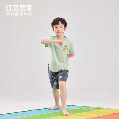 4J203204短袖短裤居家服套装红豆