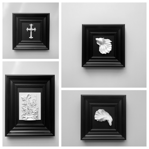 现代简约轻奢装饰画集挂画黑色框餐厅高级感组合客厅玄关摆件法式