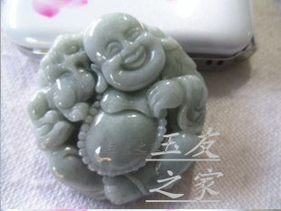 A玉翡翠玉石弥勒佛吊坠厚装大佛佛公玉佩男女款毛衣链坠子