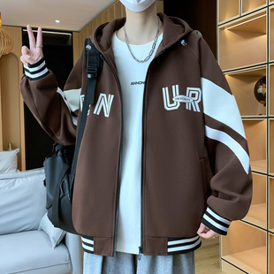 初中生外套男生秋季新款青少年高中学生潮流棒球服连帽春秋款夹克