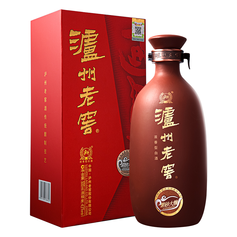 泸州老窖紫砂大曲(红)43度500ml单瓶礼盒装浓香型白酒婚宴红陶