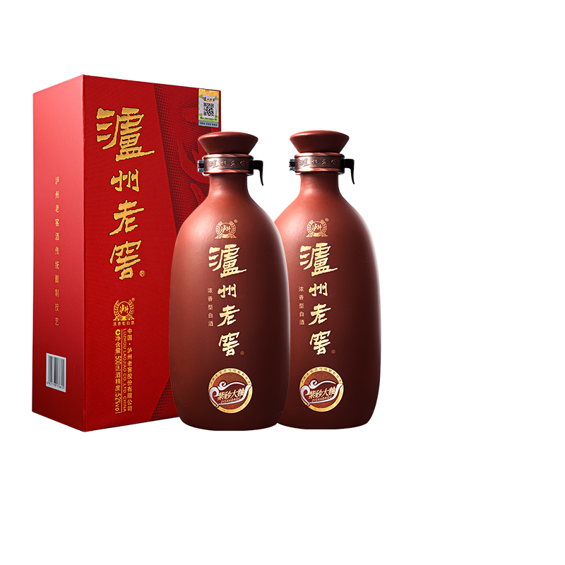 泸州老窖紫砂大曲(红)52度500ml*2瓶浓香型白酒 宴席收藏送礼袋