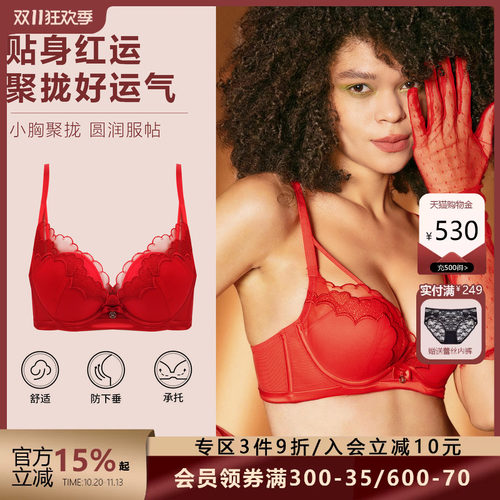 布迪设计红色本命年聚拢内衣女