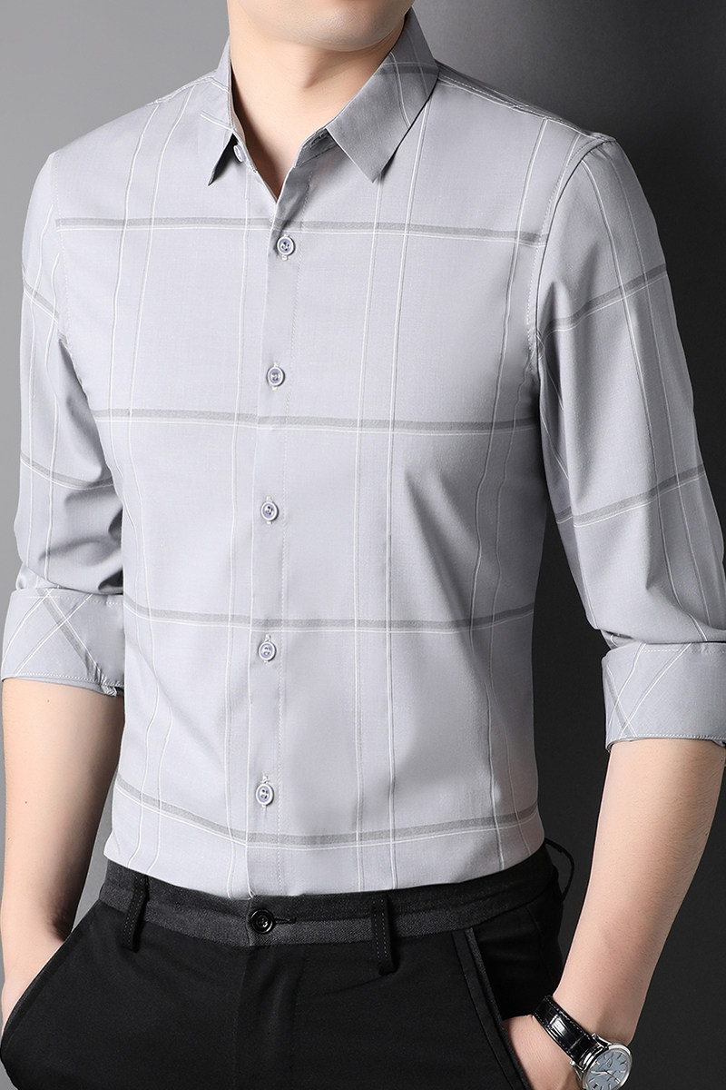 J1099钱塘2020-1春季新款商务男士长袖衬衣精品衬衫休闲P60,男装衬衫,钱塘207-1