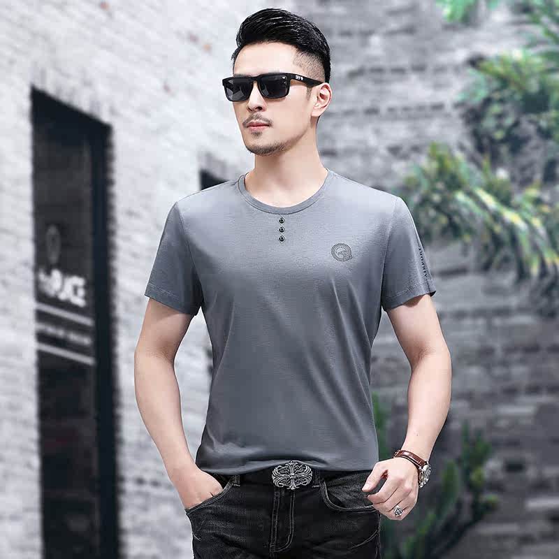 B906钱塘2020-1夏季男士时尚短袖圆领基础T恤冰丝男装休闲P54图片
