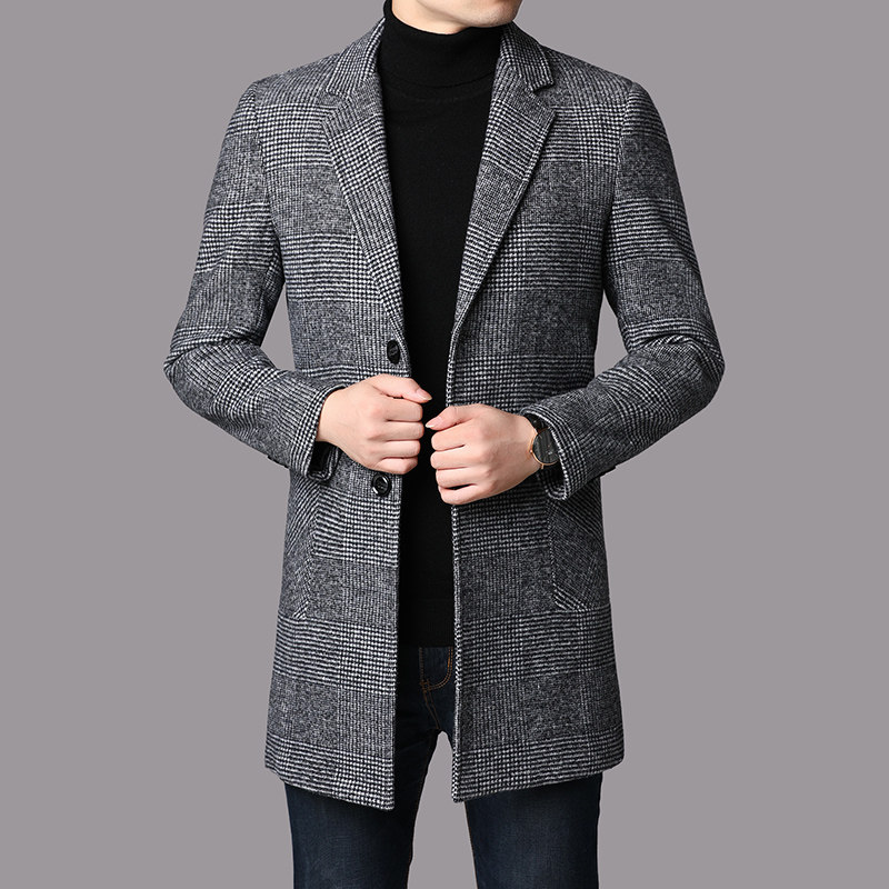 J1906钱塘2020-1主推冬季男士格子毛呢大衣羊毛精品舒适P265图片