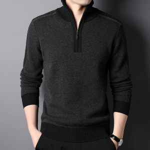 F3662钱塘2020-1秋冬精品男士100%羊毛长袖毛衫休闲套头提花P175图片