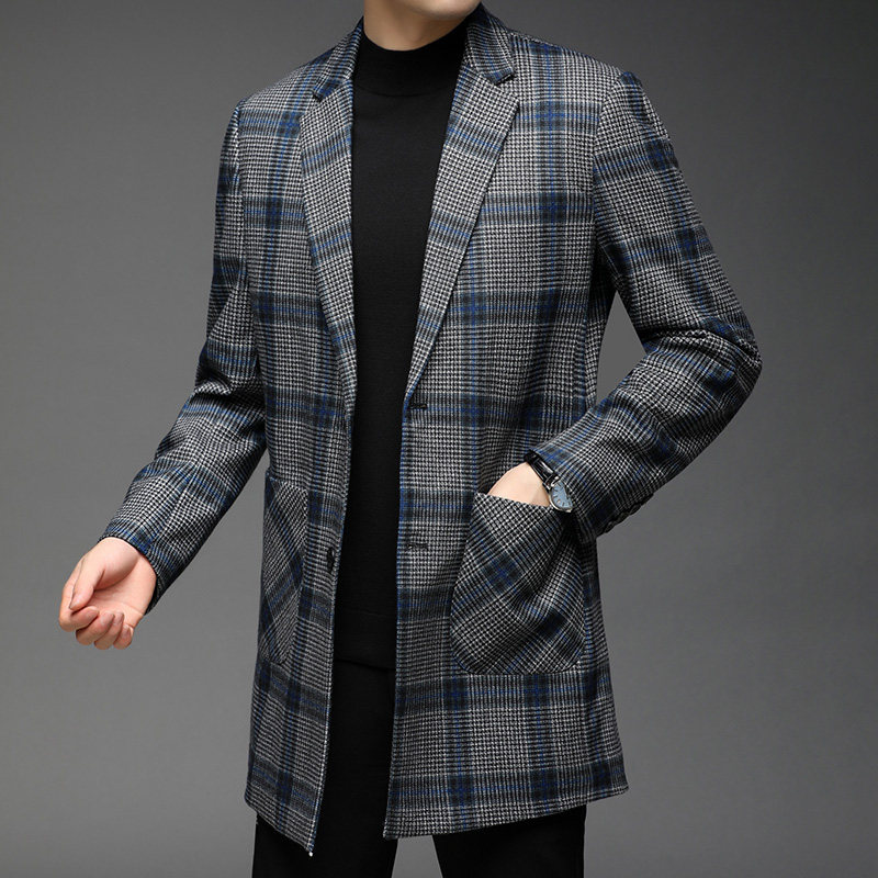 F3370钱塘2020-1秋季男士加棉加厚风衣中长款休闲翻领外套P185图片