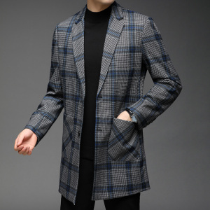F3370钱塘2020-1秋季男士加棉加厚风衣中长款休闲翻领外套P185图片