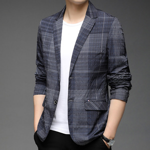 F3317钱塘2020-1秋季男士格子薄款休闲西服小西装上衣外套P175图片