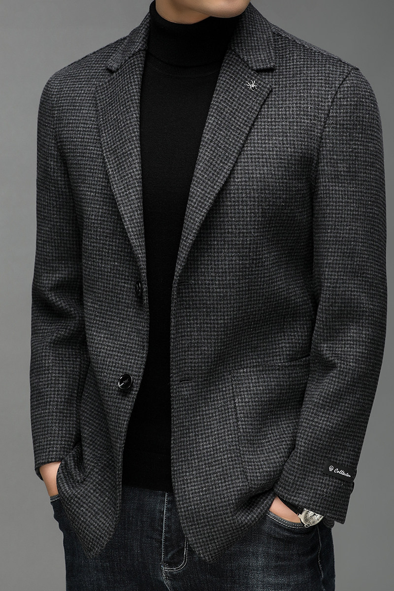 J692钱塘2020-1冬季毛呢西装男士冬季羊毛外套西服休闲商务P310,男装毛呢大衣,钱塘207-1