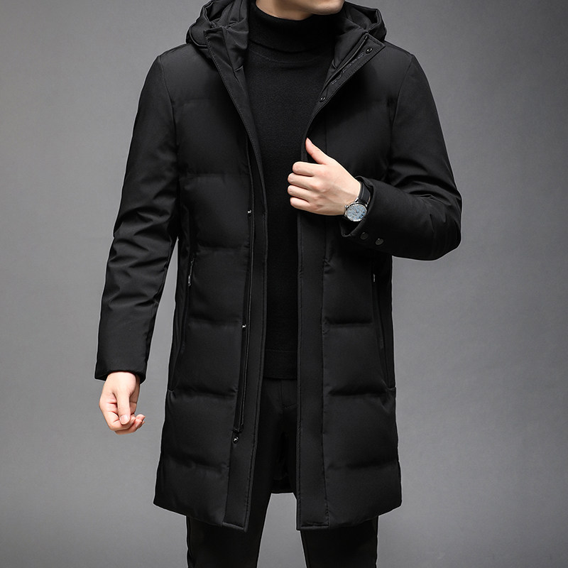 J1011钱塘2020-1 冬季鸭绒羽绒服加厚青年连帽中长款休闲P255图片