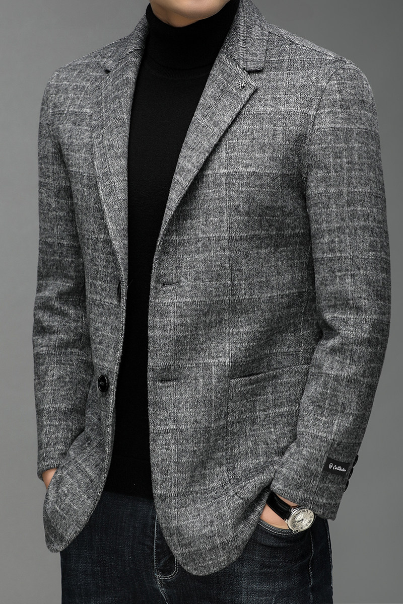 J691钱塘2020-1冬季毛呢西装男士冬季羊毛外套西服休闲商务P310,男装毛呢大衣,钱塘207-1
