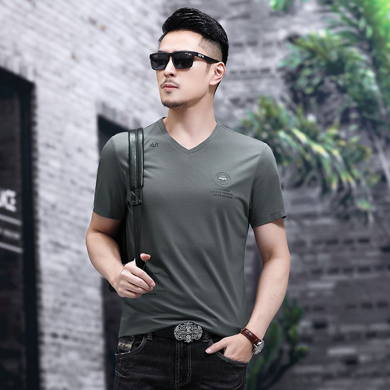 B8853钱塘2020-1夏季男士时尚短袖圆领基础T恤冰丝男装休闲P55图片