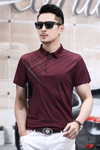 B7385钱塘2021-1夏季男士冰丝短袖polo衫T恤翻领男装商务休闲