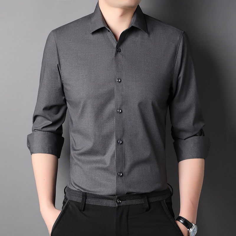 J1096钱塘2020-1春季新款商务男士长袖衬衣精品衬衫休闲P60图片