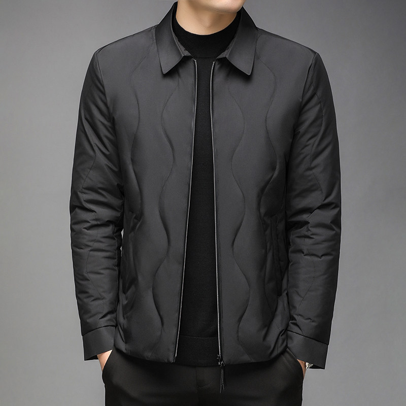J1016钱塘2020-1 冬季灰鸭绒羽绒服加厚中老年翻领休闲保暖P215图片