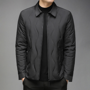 J1016钱塘2020-1 冬季灰鸭绒羽绒服加厚中老年翻领休闲保暖P215图片