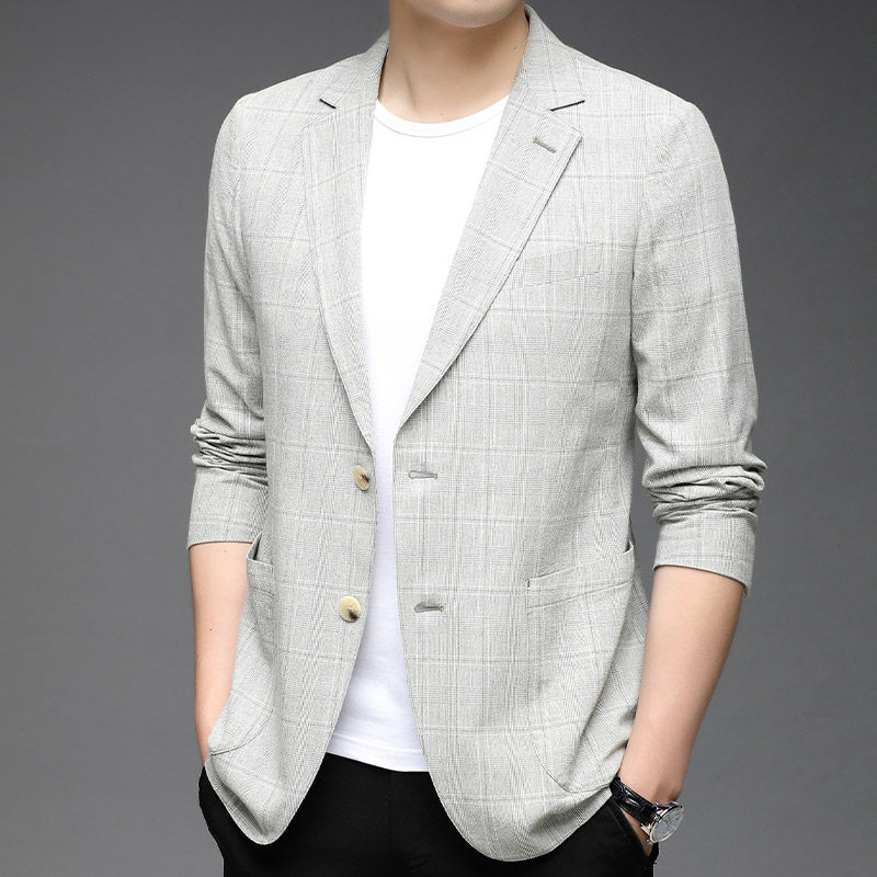F3301钱塘2020-1秋季男士亚麻薄款休闲西服小西装上衣外套P160，男装西服，钱塘207-1