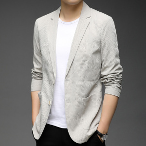 F3318钱塘2020-1秋季男士压花薄款休闲西服小西装上衣外套P180,男装西服,钱塘207-1