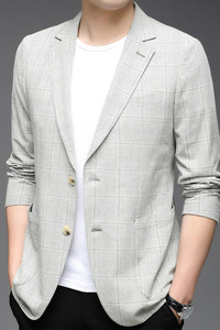 F3301钱塘2020-1秋季男士亚麻薄款休闲西服小西装上衣外套P160