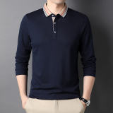 B8932钱塘2020-1秋冬男士时尚长袖polo衫T恤翻领男装商务休闲P70，男装T恤，钱塘207-1