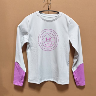 安德玛儿童女童春秋季速干长袖T恤锦纶氨纶透气运动上衣 断码处理