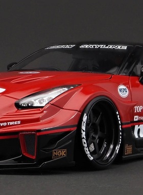 /18 LB-WORKS日產戰神跑車GT-R R35 type 2 紅黑色樹脂模型車擺件