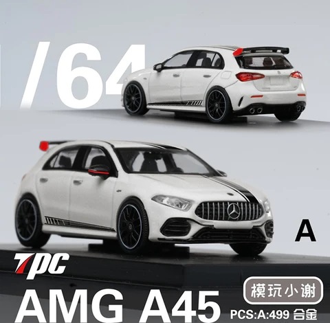 1/64 XT Model梅賽德斯-AMG A45白色黑線跑車仿真合金車