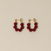 FLOAT浮漾复古安可拉红色串珠耳环女气质后挂式 秋冬耳饰耳圈耳夹