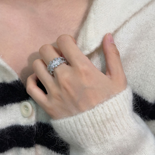 FLOAT浮漾满钻开口戒指女轻奢高级感超闪锆石食指戒小众女生配饰
