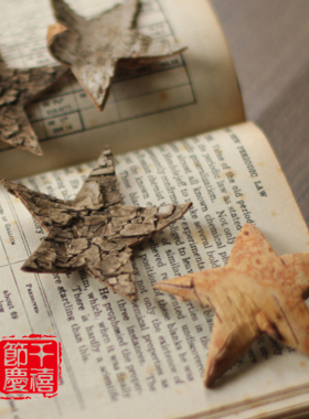 天然桦树皮五角星干花  ZAKKA森系圣诞藤环花环DIY装饰品店铺道具