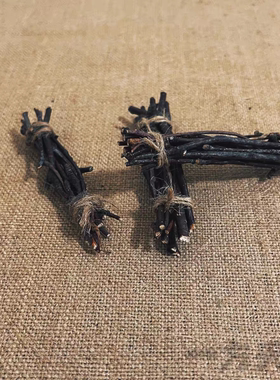场景模型仿真微缩迷你天然小树枝木棍柴垛草垛柴火堆造景装饰摆件
