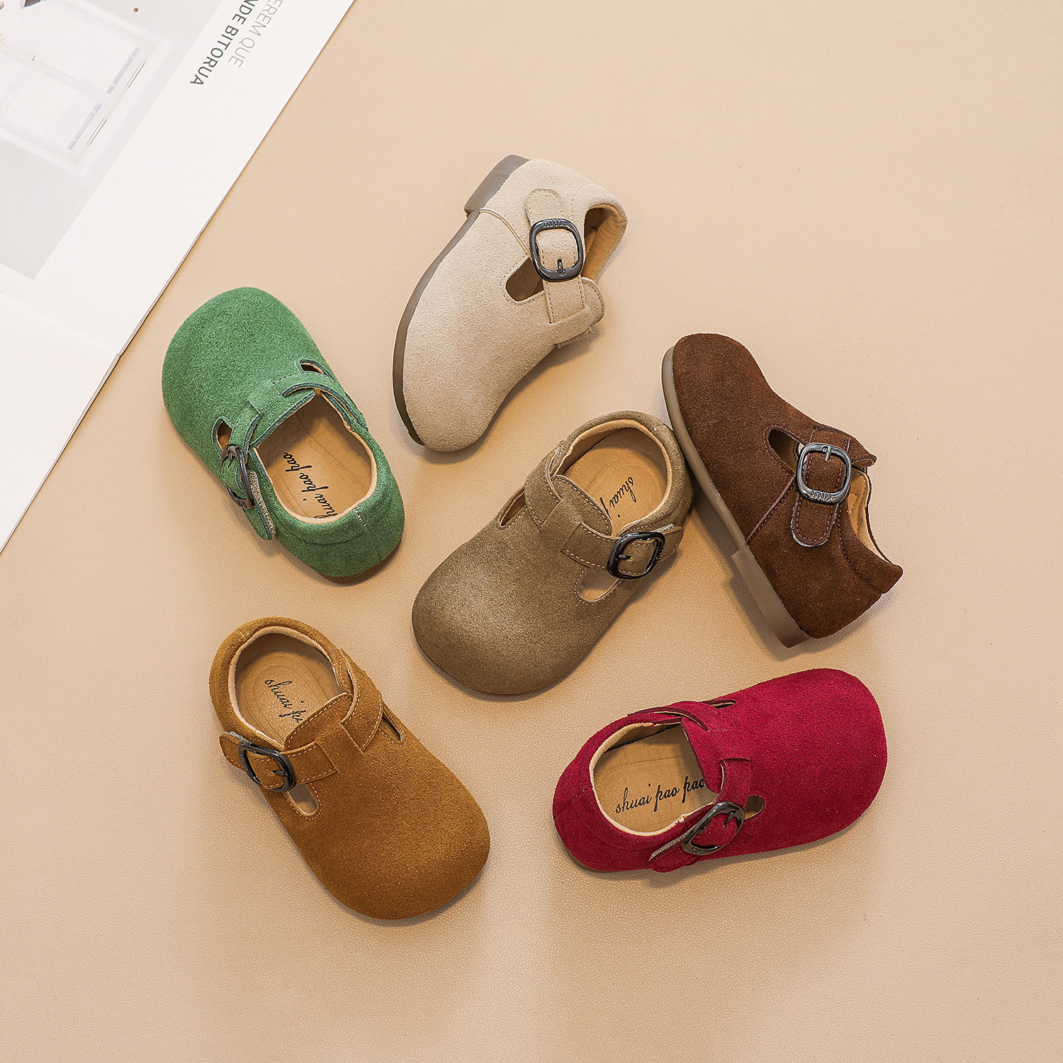 宝宝学步鞋春秋新款儿童勃肯鞋软皮软底女童小皮鞋男童休闲豆豆鞋