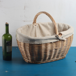 厨房大菜篮子柳编编条编织田园风手提购物篮,非藤编藤条竹编草编