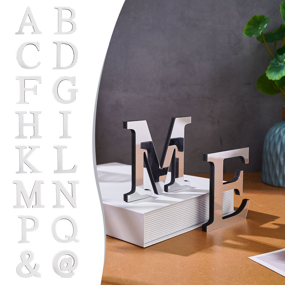 雪弗板材质镜面26字母字符装饰摆件现代创意字母字符桌面装饰摆件