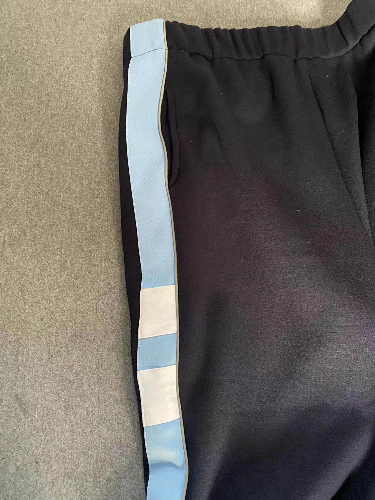 CUSTOM-MADE SPRING AUTUMN AND WINTER UNI SWEATPANTS NAVY BLUE STITCHING 4 CM LIGHT BLUE WHITE GRAY REFLECTIVE STRIP PANTS