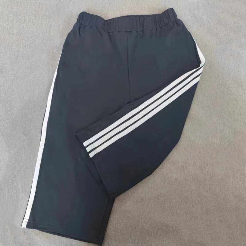 定做夏季男女校裤同款运动短裤藏蓝色拼接白色三道杠七分裤短裤