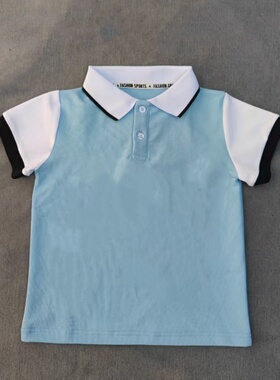 定做夏季男女校服同款运动半袖蓝色网眼棉短袖翻领休闲T恤POLO衫