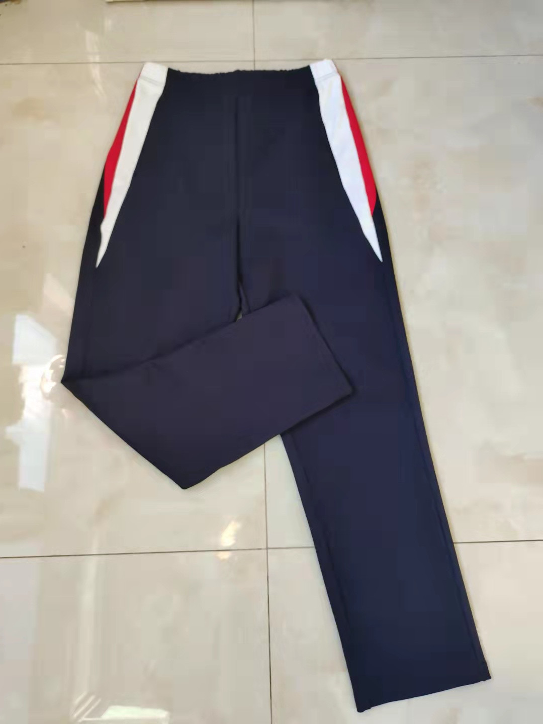 CUSTOM-MADE SPRING AUTUMN AND WINTER BOYS AND GIRLS SCHOOL PANTS THE SAME SWEATPANTS NAVY BLUE STITCHING RED AND WHITE TRIANGLE VELVET THICK SWEATPANTS