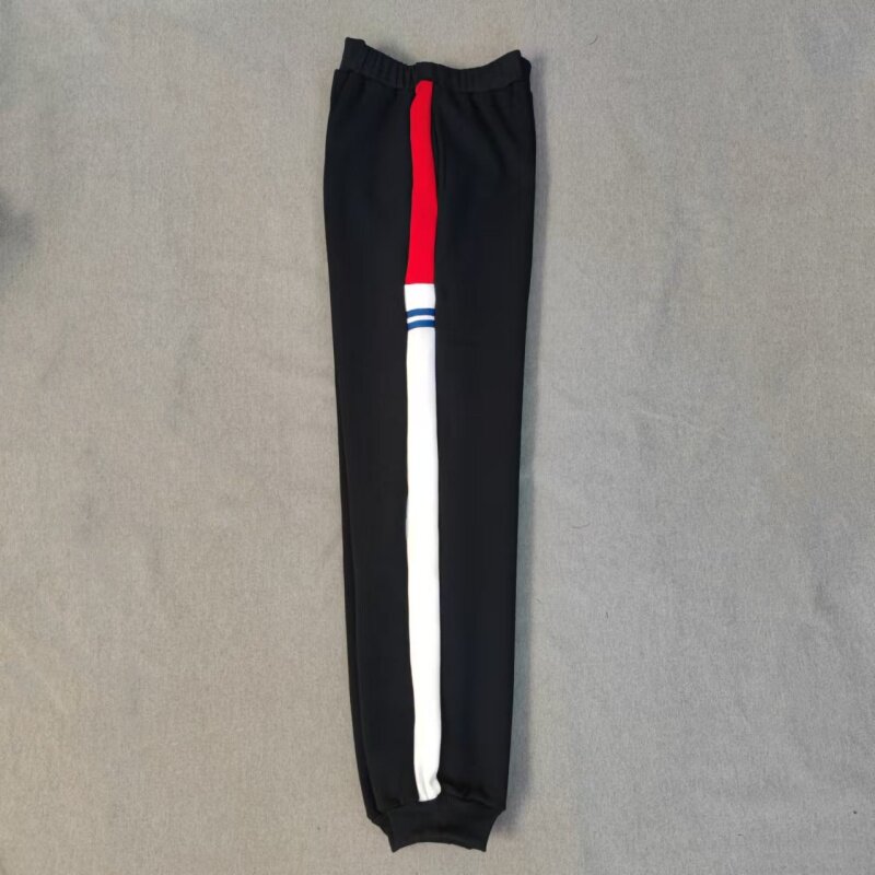 CUSTOM-MADE SPRING AUTUMN AND WINTER BOYS AND GIRLS SCHOOL PANTS THE SAME SWEATPANTS NAVY BLUE STITCHING BURGUNDY AND WHITE WIDE STRIPED FLEECE TROUSERS