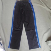 子藏蓝色拼接宝蓝宽条加白细条加绒运动裤 运动裤 同款 定做男女校裤