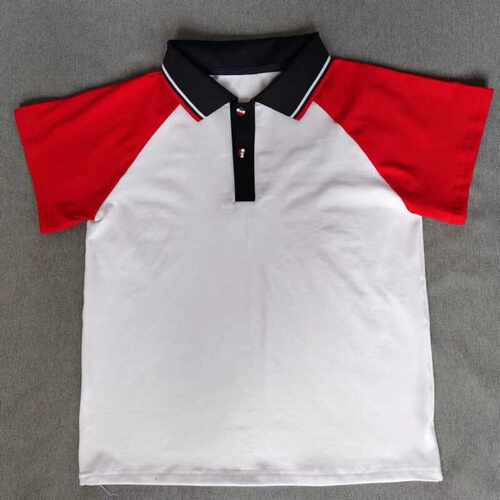 定做拼接红色男女同款夏季POLO衫