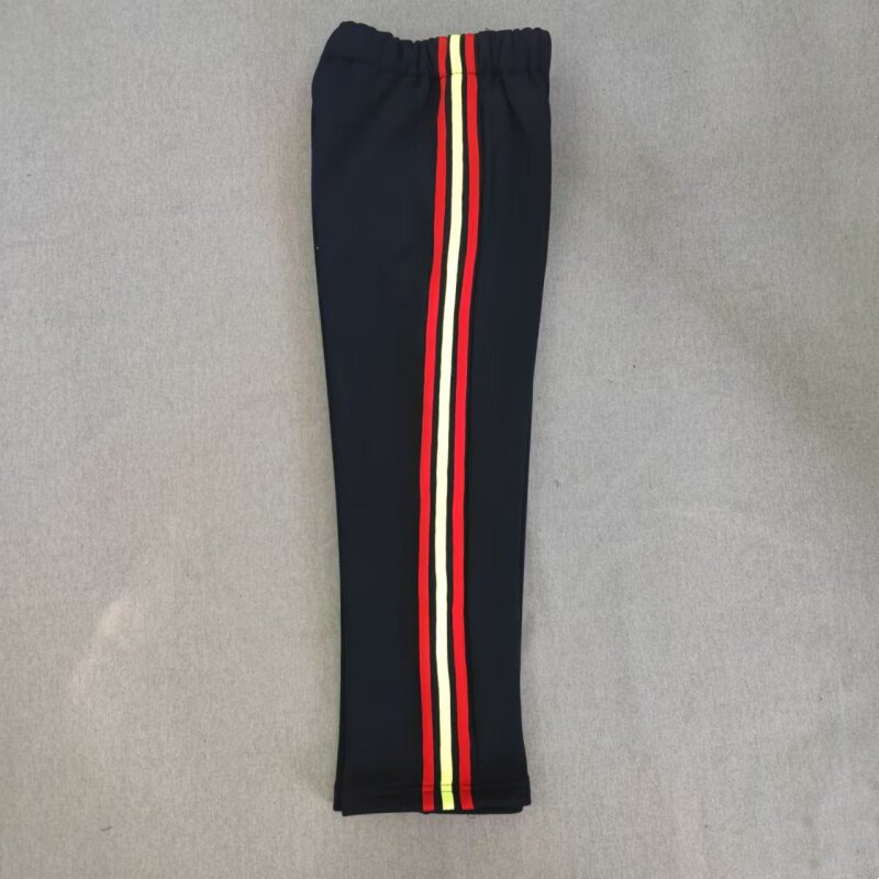 定做春秋冬男女校裤同款运动裤藏蓝色红黄红三道杠加绒加厚运动裤