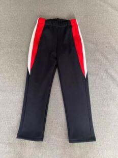 定做春秋冬男女校裤同款运动裤拼接红白三角加绒加厚纯棉运动裤