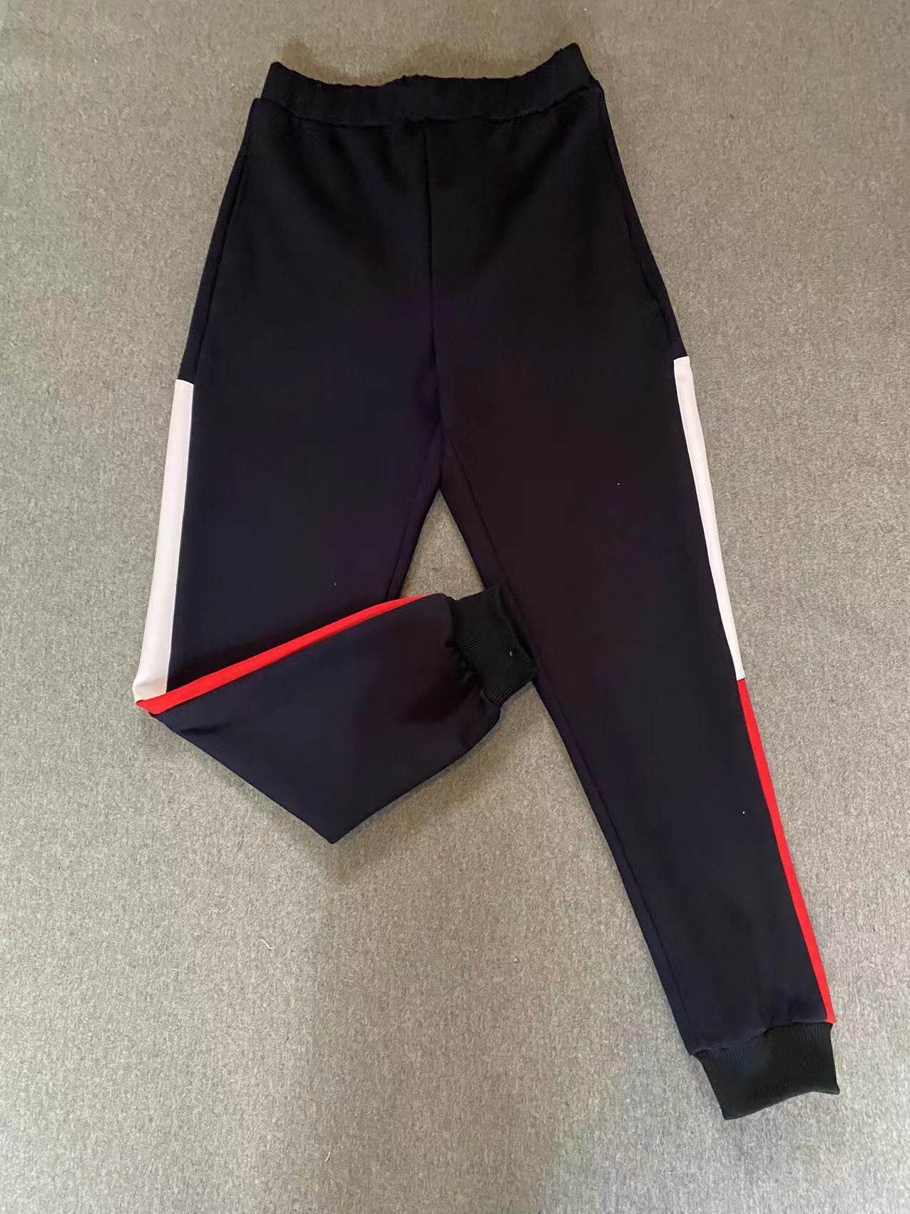 CUSTOM-MADE SPRING AUTUMN AND WINTER BOYS AND GIRLS SCHOOL PANTS THE SAME SWEATPANTS SPLICED BLUE WHITE AND RED A WIDE BAR AND FLEECE THICKENED SWEATPANTS