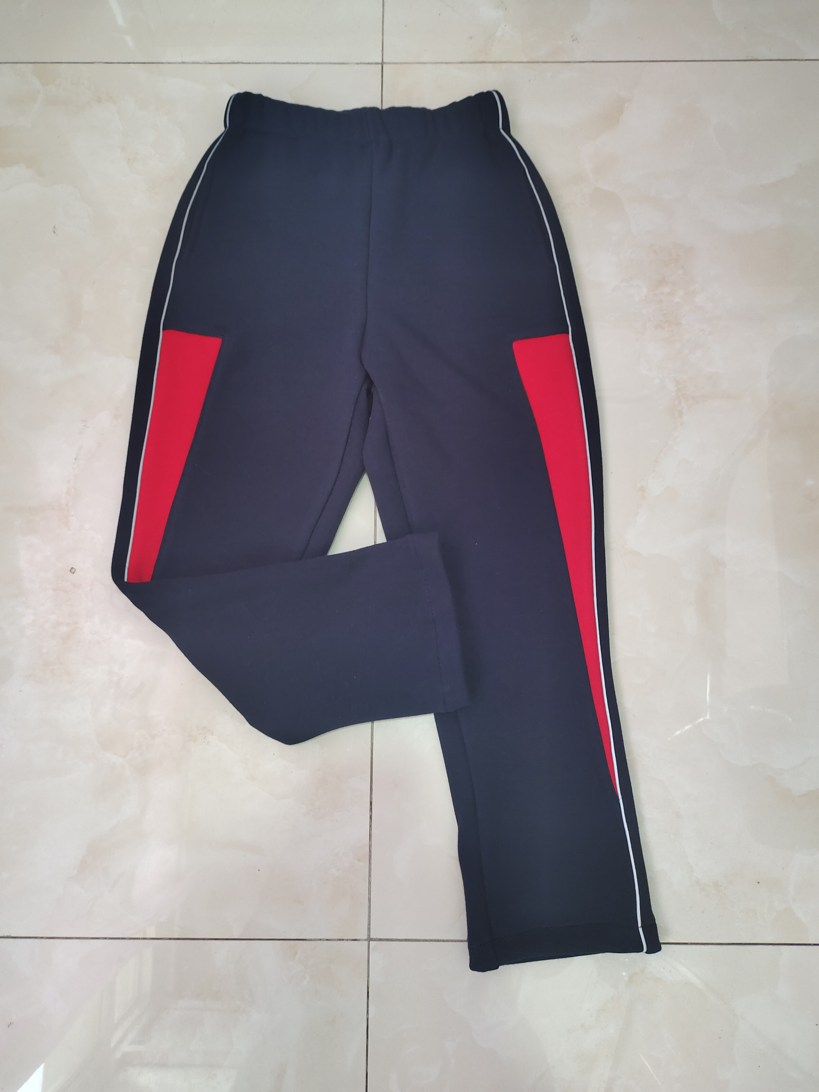 CUSTOM-MADE SPRING AUTUMN AND WINTER BOYS AND GIRLS SCHOOL PANTS THE SAME SWEATPANTS NAVY BLUE STITCHING RED TRIANGLE AND GRAY REFLECTIVE STRIP PANTS