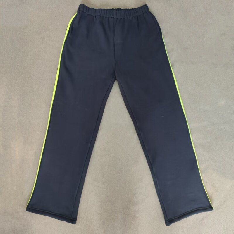 CUSTOM-MADE SPRING AUTUMN AND WINTER BOYS AND GIRLS SCHOOL PANTS THE SAME SWEATPANTS NAVY BLUE STITCHING FLUORESCENT GREEN 2-BAR FLEECE SWEATPANTS