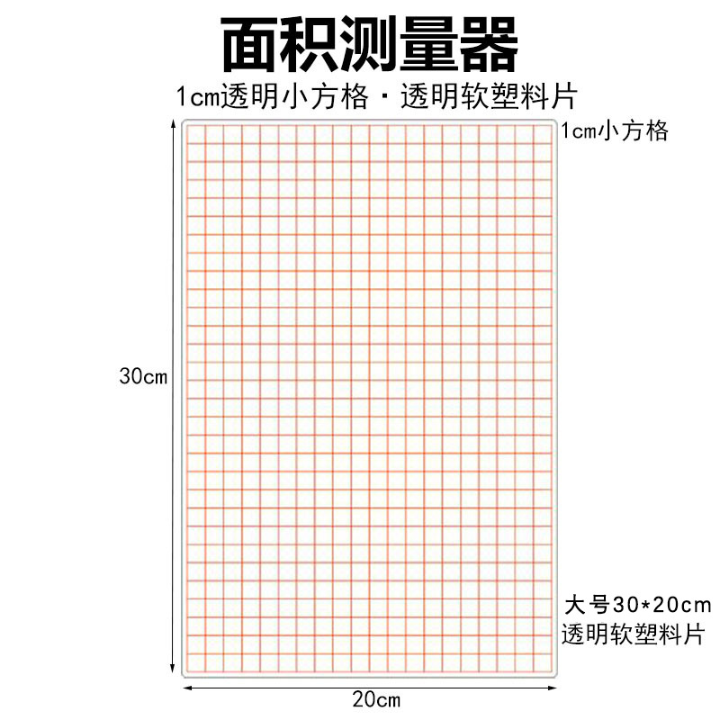 面积测量器透明小方格小学数学几何教学仪器教学具方格纸15cm10cm